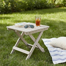 SHINE COMPANY SQUARE WOODEN FOLDING SOLID WOOD SIDE TABLE, OUTDOOR - GRAYSTONE - Like New