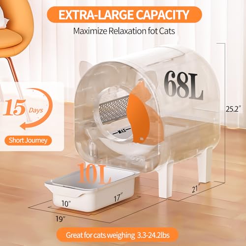PAWSTASTIC SELF CLEANING LITTER BOX 68 L AUTOMATIC CAT LITTER BOX MULTIPLE CATS - Like New