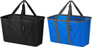 CleverMade SnapBasket 30 Liter Reusable Tote Bag, 2 Pack - Black/Royal Blue - Brand New