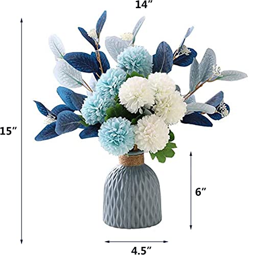LADADA ARTIFICIAL FLOWERS WITH VASES ARTIFICIAL FLOWER ARRANGEMENTS - BLUE - Like New