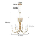 Durent Lighting Chandelier Dining Room, Gold Modern Chandeliers Light Fixture - Brand New