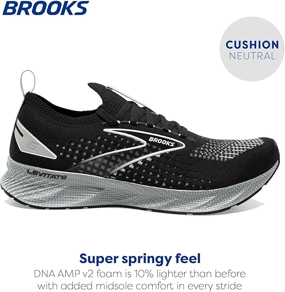 BROOKS MEN’S LEVITATE STEALTHFIT 6 RUNNING SHOE - BLACK/GRAY/OYSTER - SIZE 11 - Like New