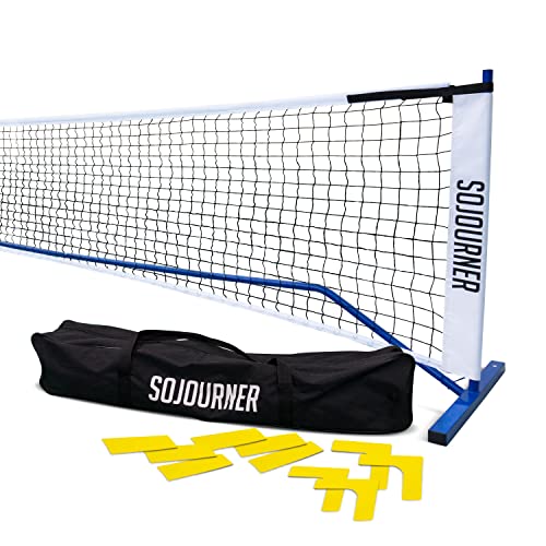 SOJOURNER PICKLEBALL SET WITH NET REGULATION SIZE - BLACK AND WHITE - Like New