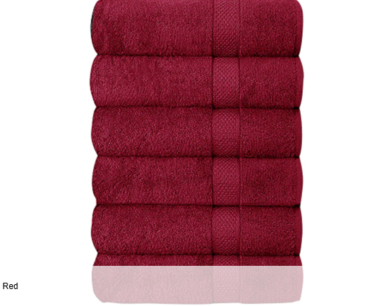 SIMPLE ELEGANCE 6-PACK PLUSH BATH TOWEL SET (27X52 INCH) - RED - Brand New