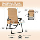 KINGCAMP RECLINING CAMPING FOLDING CHAIR PADDED LUMBAR SUPPORT - CA-1KHAKI - Brand New