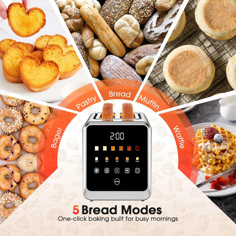 GENERIC TOUCH SCREEN TOASTER 2 SLICE, STAINLESS STEEL SMART DIGITAL TOASTERS - Like New