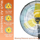 HiCFM 24" Oscillating Wall Fan 8900 CFM High Velocity Industrial Wall Mounted - Brand New