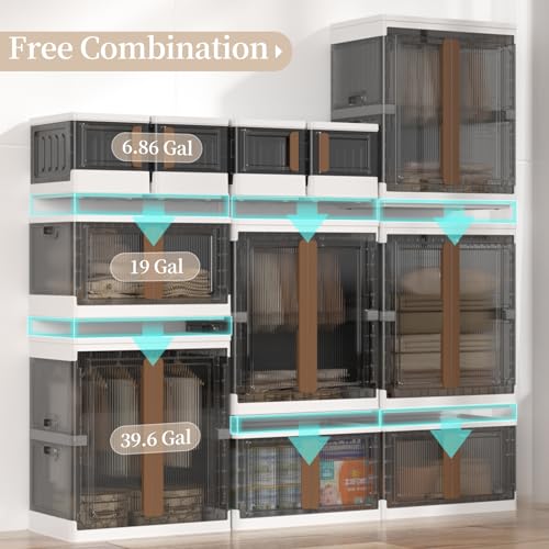 HAIXIN CLOSET ORGANIZERS AND STORAGE 77.6 GAL STACKABLE BINS - CLEAR - Brand New