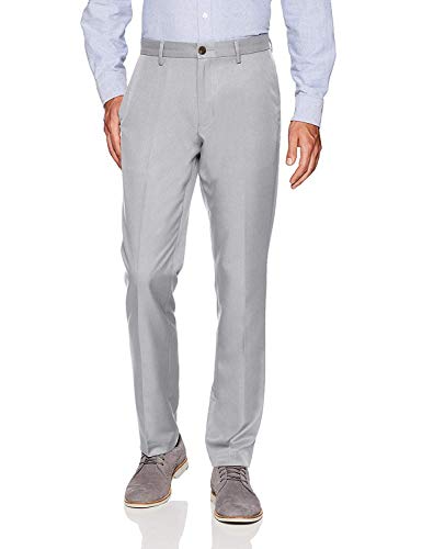 Amazon Essentials Men's Slim-Fit Flat-Front Light Gray Dress Pant 34X33 - Brand New