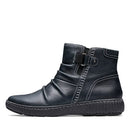 70655 CLARKS WOMEN CAROLINE ORCHID ANKLE BOOT SIZE WOMEN 9 BLACK LEATHER - Like New