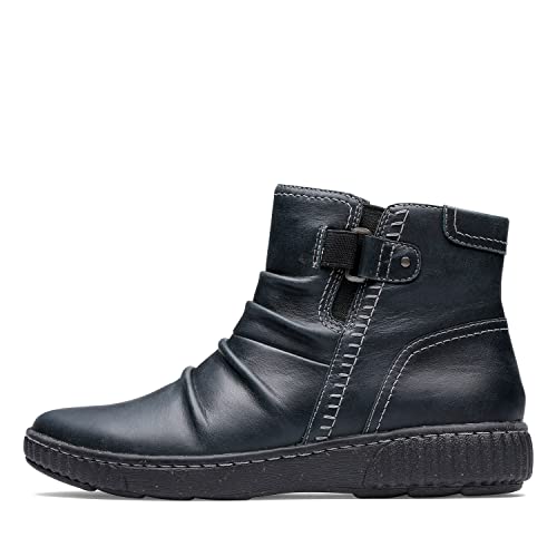 70655 CLARKS WOMEN CAROLINE ORCHID ANKLE BOOT SIZE WOMEN 9 BLACK LEATHER - Like New