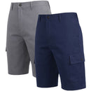 ROAMING SOUL COTTON FLEX STRETCH CARGO SHORTS 2 PACK - SIZE: MEN 34 - GRAY/NAVY - Brand New