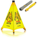 Alpine Caution Wet Floor Sign, Wall Mounted Foldable Bilingual Yellow 20" - Brand New