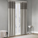 MADISON PARK CURTAINS ROD POCKET, DUNE PIECED BACK, 42 X 84", GREY WITH STRIPES - Like New