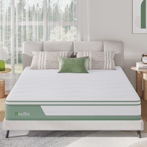 Novilla 12" Medium Firm Hybrid Mattress Pressure Relief, Memory Foam Green - Brand New