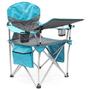 CREATIVE OUTDOOR COLLAPSIBLE FOLDING CHAIR WITH ADJUSTABLE TABLE - TEAL/GRAY - Like New