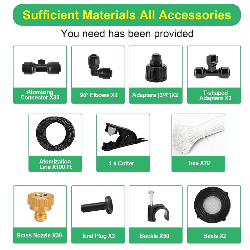 GENERIC 100FT MISTING COOLING SYSTEM - BLACK - Like New