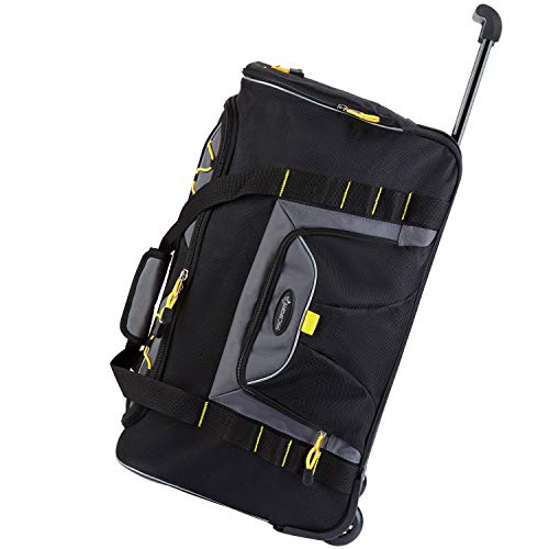 TRAVELERS CLUB SIERRA MADRE 21" ROLLING DUFFEL BAG - BLACK/GRAY - Brand New