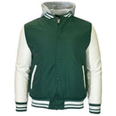GALAXY FORMAKER MEN'S HOODED VARSITY JACKET - SIZE: MEN M - GREEN/WHITE - Brand New