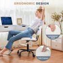 Armless Office Desk Chair Ergonomic 360° Swivel Rolling PU Leather Chair - White - Brand New