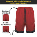 JUMP START MEN'S MESH QUICK DRY ATHLETIC PERFORMANCE SHORTS,SIZE: 2XL - RED/NAVY - Brand New