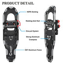 Cauzyart Snowshoes with Trekking Poles and Carrying Bag (30", Gray) - Like New