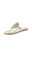 11743 TORY BURCH MILLER PATENT SANDALS - SIZE: WOMEN 5.5 - SPARK GOLD - Like New