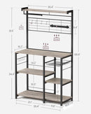 VASAGLE BAKERS RACK WITH MAGNETIC KNIFE HOLDER, WIRE BASKET - GREIGE/BLACK - Like New