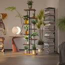 VANYICHOO Metal Plant Stand with Grow Lights for Indoor Outdoor (Retro Wood,8T) - Brand New