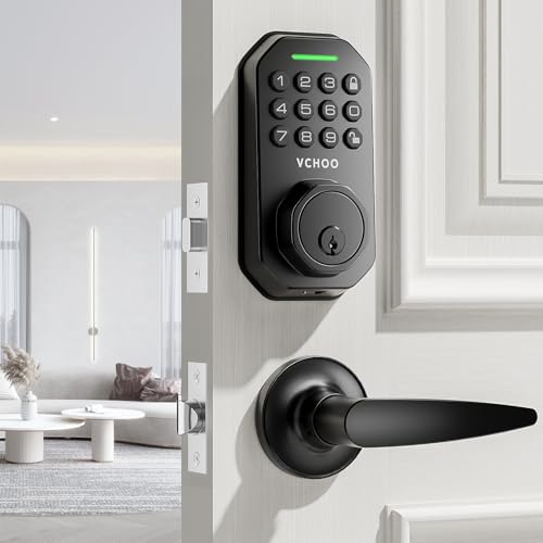 VCHOO KEYLESS ENTRY DOOR LOCK DEADBOLT HANDLE SET SL01-A - BLACK - Like New