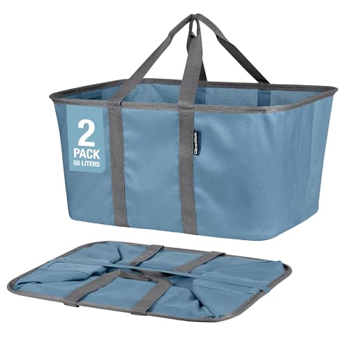CleverMade Collapsible Laundry Tote, Denim/Charcoal 2PK (7076-4220-05032PK) - Like New
