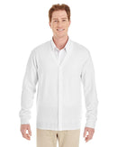 M425 Harriton Men's Pilbloc V-Neck Button Cardigan Sweater White S Like New