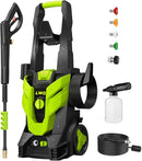 LWQ PRESSURE WASHER POWER WASHER WITH 4 QUICK CONNECT NOZZLES 1 FOAM- GREEN - Like New