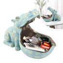 GENERIC RESIN HIPPOPOTAMUS STATUE SCULPTURE FIGURINE KEY CONTAINER - TEAL/GOLD - Like New