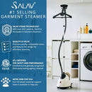 SALAV STANDING GARMENT STEAMER WITH ROLL WHEELS EASY MOVEMENT 1.8L - WHITE - Like New