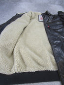 LEVI'S JACKET MENS FAUX LEATHER SHERPA LINED MOTO - SIZE: MEN M - BROWN - Like New