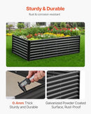 VEVOR Metal Raised Bed Galvanised Garden Planter 2400 x 1200 x 600 mm Dark Grey - Brand New