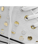 CONVERSE WOMENS STUDDED HIGH TOP CHUCK TAYLORS - SIZE: WOMEN 8 - WHITE - 547266C - Like New