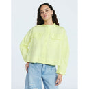 SCOOP WOMEN'S CROPPED OVERSIZED BUTTON-DOWN SHIRT LONG SLEEVES - M - LIME YELLOW - Brand New