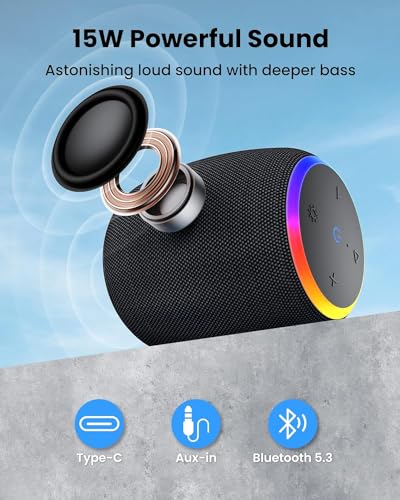 ZICOROOP BLUETOOTH SPEAKERSPORTABLE WIRELESS SPEAKER 15W STEREO SOUND - Black - Like New