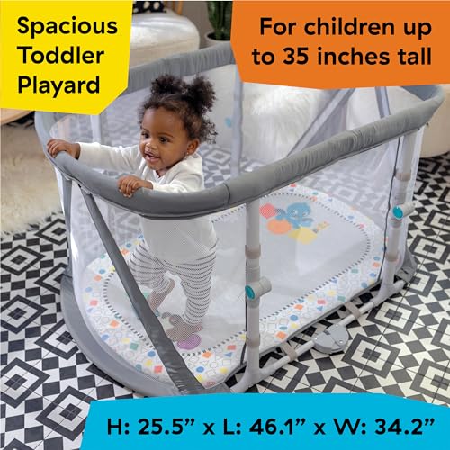 BABY EINSTEIN KICK & SNOOZE 3 IN 1 FOLDABLE PLAYARD BASSINET, PIANO TOY - GRAY - Brand New