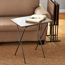 Mainstays 5-Piece Folding Tray Table Set with Stand B08B4YMBY8 - Sawcut Brown - Like New