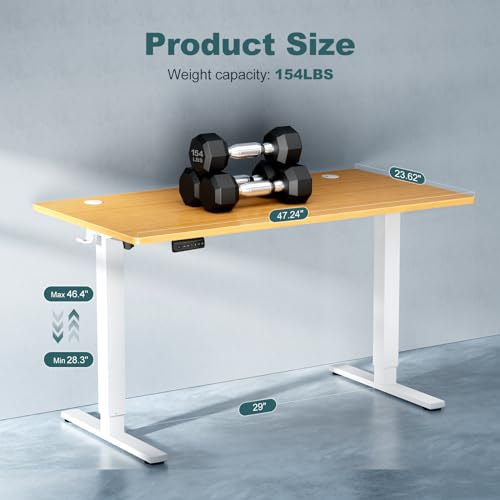SMUG STANDING DESK, 48" x 24" INCH, ELECTRIC HEIGHT ADJUSTABLE - OAK - Like New