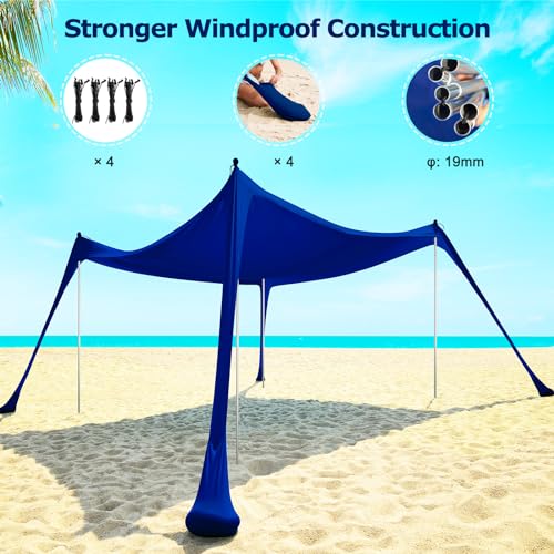 COMMOUDS BEACH TENT CAMPING SUN SHELTER WITH UPF50+ PROTECTION 10 X 10 FT - NAVY - Like New