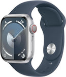 APPLE WATCH SERIES 9 [GPS CELLULAR 41MM] SILVER ALUMINUM STORM BLUE BAND - Like New