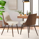 BFZ DINING CHAIRS SET OF 2, MODERN PU LEATHER ARMLESS KITCHEN CHAIR - BEIGE - Like New