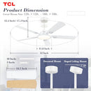 TCL Ceiling Fans with Lights, 52 Inch Ceiling Fan with Light, HFS2-60H0BADWD-00 - Like New