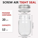 Betrome 12 oz Glass Mason Jar, 20 Pack 360ml Regular Mouth Lids - Clear Like New