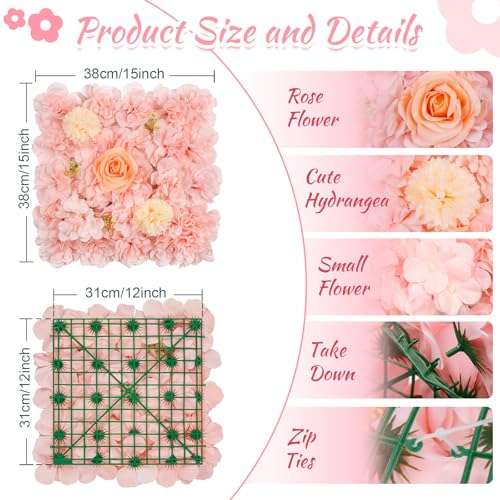 Artificial Flower Wall 5ftx3.74ft Peach Floral Backdrop Wedding Wall Panel - Brand New