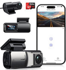 TECIVAL DASH CAM FRONT AND REAR 2.5K 1080P DUAL DASH CAMERA 64GB SD CARD - BLACK - Like New